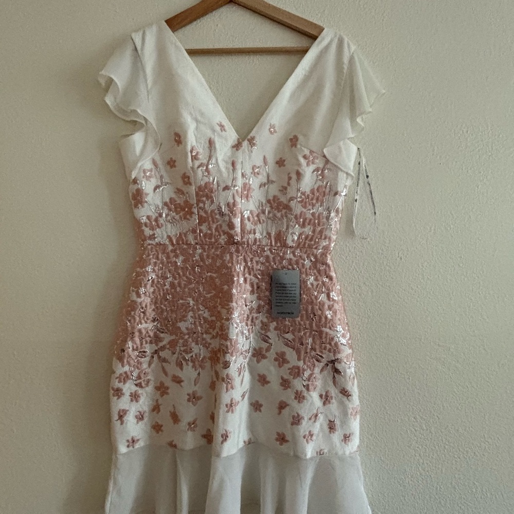 Elegant White and Pink Chi Chi London Floral Dress